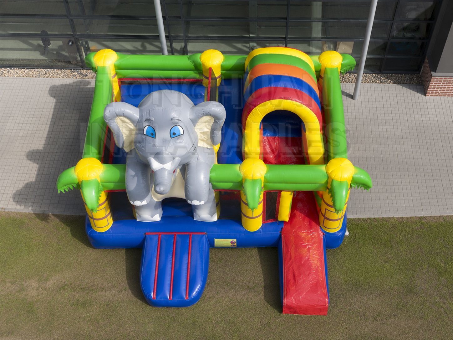 Elephant Theme Inflatable Bouncer Combo with Slide and Jungle Style for Kids Parties Schools and Rentals