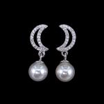 Korean Japanese Style 925 Silver Zircon Drop Earrings / Symmetry Pearl Shell