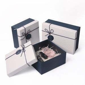 China Perfume Cosmetics Gift Packaging Box Lid And Base Box With Ribbon Bowknot Raffia wholesale