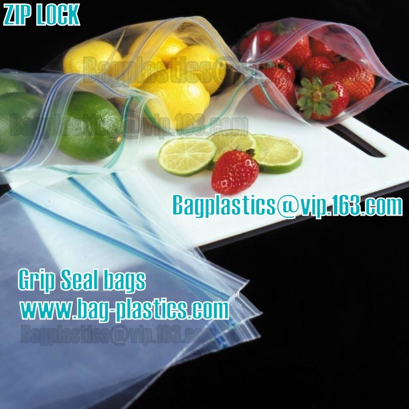Clear food grade poly custom LDPE plastic Zip lockk bag with color box packing, LDPE griplock zipper baggies with custom p