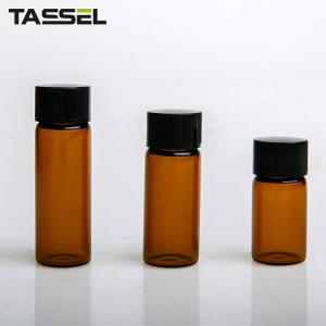 China Amber Cosmetic Sample Bottles Glass Makeup Sample Containers Black Cap wholesale