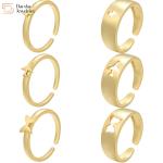 14k Plated Gold Couple Rings Butterfly Lightning Plane Adjustable Opening Rings