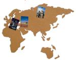 New Style Factory Wholesale 16 Pieces Adhesive Corkboard World Map for a Gift
