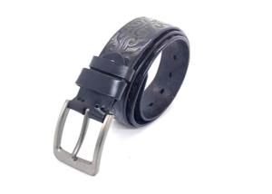 China Vintage Tooled Full Grain Cowhide Leather Casual Jean Belt For Men 1.5&quot; Wide wholesale