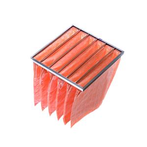 China Industrial Pocket Air Filter Bag Galvanized Steel Header Superior Dust Holding Capacity wholesale
