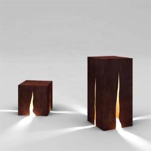China Laser Cutting Art Decoration Led Lighting Corten Steel Rusty Bollard Light wholesale