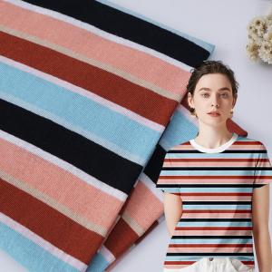 China Absorb Sweat And Refresh Striped Cotton Fabric For T - Shirt High Durability wholesale