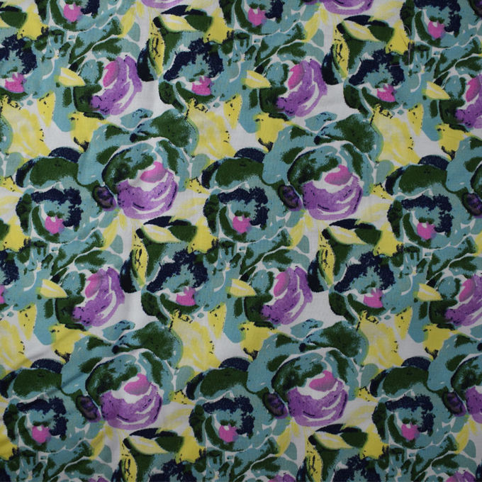Flower Print Viscose Rayon Fabric Designs Woven Rotary Dress T-Shirt
