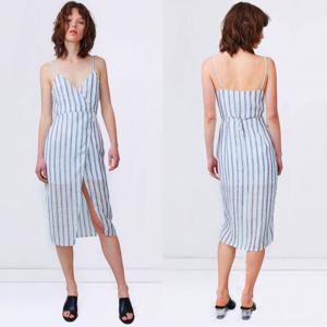 China 2018 Summer Linen Fabric Slip Wrap Dress Ladies wholesale