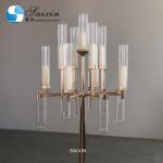Modern Silver Gold Black Metal And Crystal Candelabra Glass Candle Holder 90CM