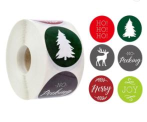 China Christmas 2 Inch Round Sticky Labels On A Roll 1000pcs CMYK Color wholesale