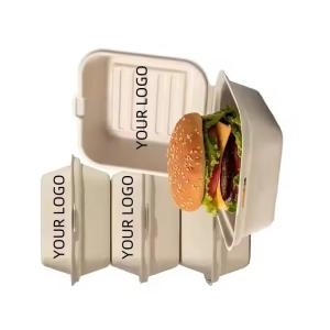 China Varnished Biodegradable Burger Boxes Customized for Fast Food Packaging wholesale