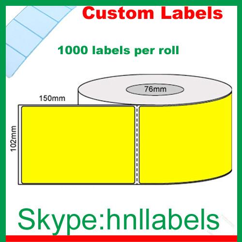 Thermal Transfer Labels 102mmX150mm/1 Fluro Yellow Roll Perm,Perfs, 1,000Lpr