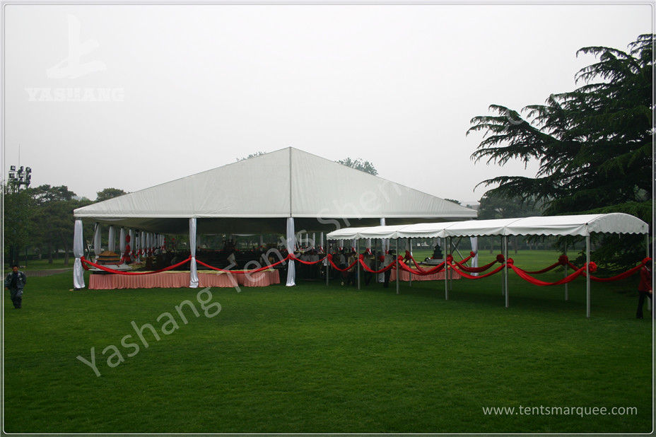 20X20M Red Fabric Cover Outside Event Tent For Exhibition , Outdoor Trade Show Tent Displays