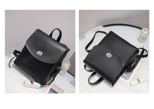 China 21cm 24cm Black Leather Rucksack ODM Convertible Bucket Bag Backpack wholesale