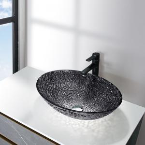 China Transparent Black Crystal Glass Wash Basin Bowl Diecasting Bathroom Countertop Sinks on sale
