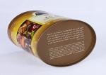 CMYK Printing Round Metal Coffee Tin Containers Food Grade Tinplate Material
