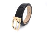 Soft Back Mens Genuine Crocodile Belt Clamp Pin Buckle In Gold Finish