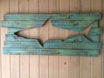 Vintage Fish Pattern Wooden Plank Plaque Signs 15 X 45 Cm Long Life Span