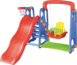 China CE standard kindergarten kids toys indoor plastic slide with swing set wholesale