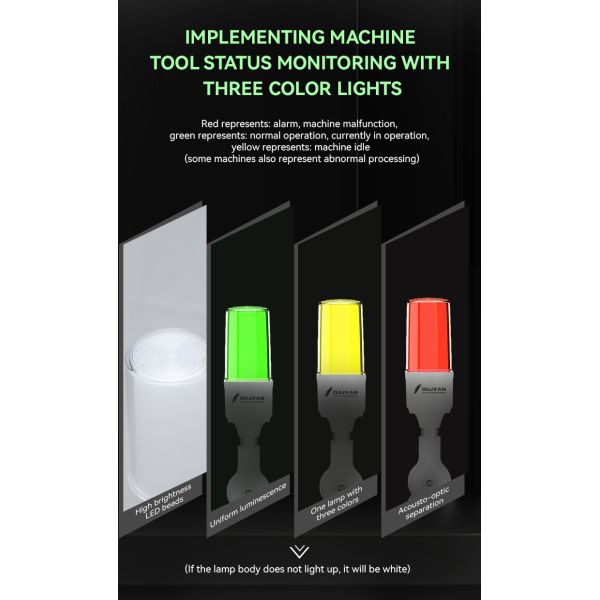 Foldable LED Warning Tower Light with 360° All-Around Lighting and 70000 Hours Lifespan for Machine Tools and Industrial Safety