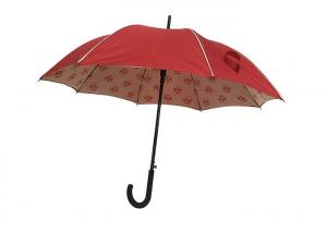 China Red Pongee Wind Resistant Golf Umbrella With Inside Full Panel Printing on sale