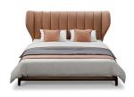Light Luxury King Bed by Real leather upholstery headboard in Special design for