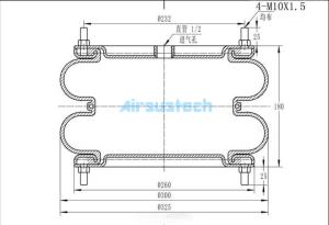 China FD 412-22 DS Continental Rubber Air Spring AIRSUSTECH 12×2 Suspension Air Bag wholesale
