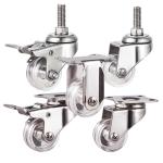 1.5" Clear PC Locking Threaded Stem Swivel Head Stainless Steel Casters
