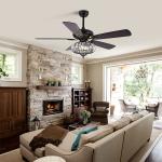 Surface Mounting 120V 65W Industrial Ceiling Fan Light / 52 Inch 5 Blade Ceiling