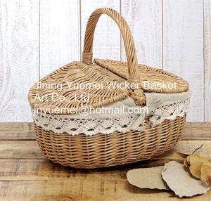 China 2016 wicker picnic basket wicker food basket with handle round shape wholesale