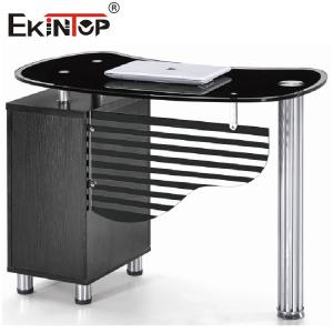 China Luxury Small Glass Desk With storage cabinet Executive Office Desk Furniture wholesale