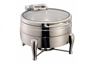 China YUFEH Stainless Steel 304# Hydraulic Induction Chafing Dish Buffet Food Warmer Soup Station W/ Round Glass Lid wholesale