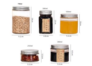 China Round Wide Mouth Glass Storage Jars Weed Container 250ml With Aluminum Screw Cap wholesale