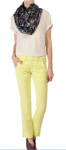 China Yellow Slim Fit / Straight Womens Tight Pants With 65% Cotton wholesale