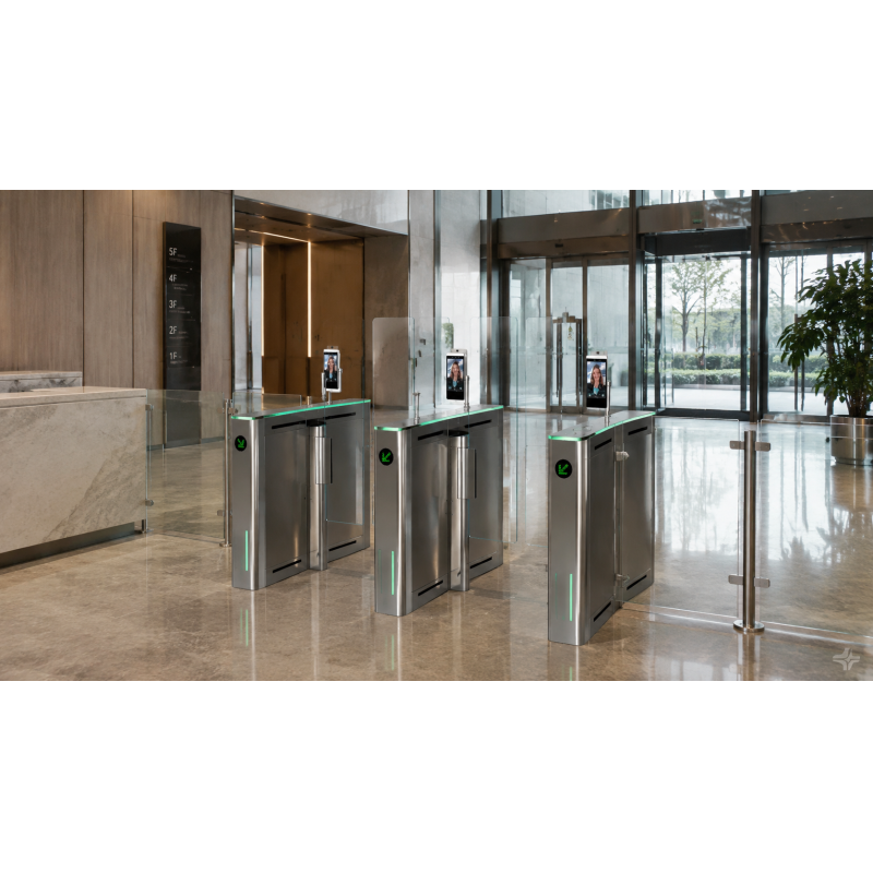 Anti-tailgating Visitor Access Control System With Face Recognition At Speed Gates For Modern Office Buildings