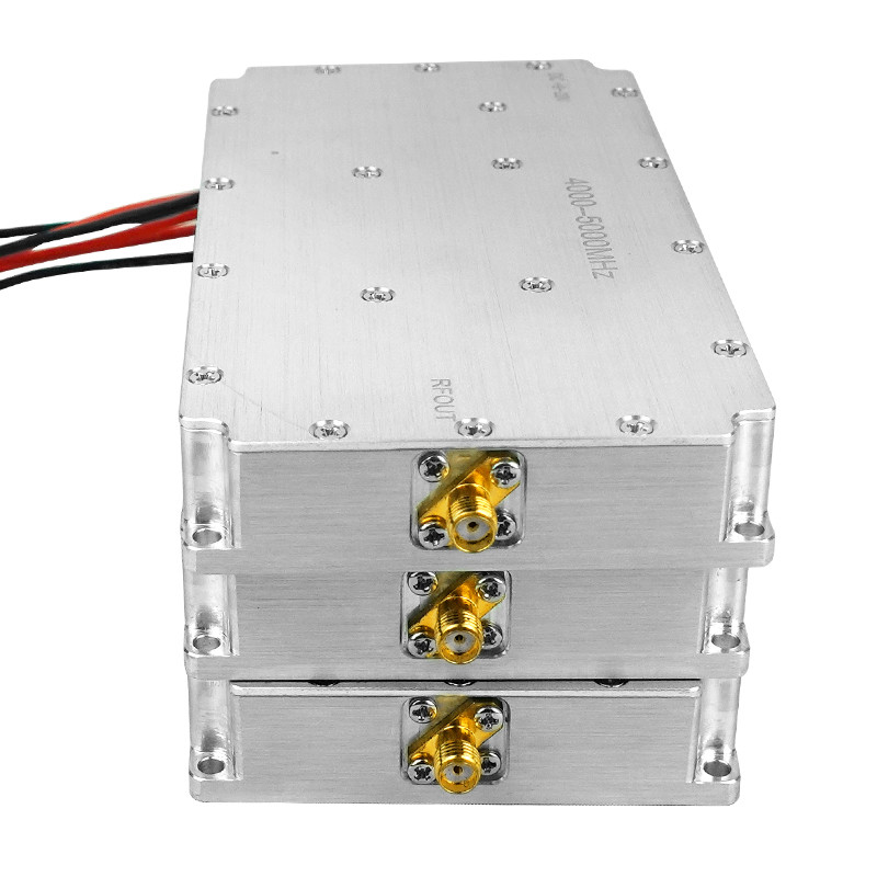 Silver Aluminium 50W Power Amplifier Module for RF Distance of 1.5-2 km and SMA Connector