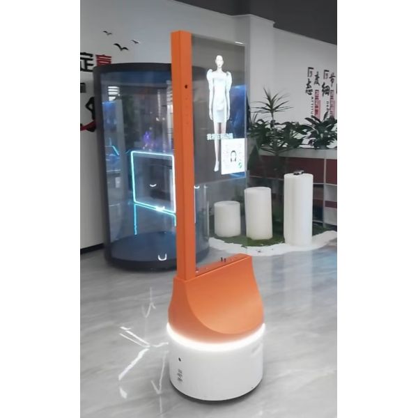 30 Inch Transparent OLED Screen Mobile AI Digital Human Advertising Robot with USB Interface