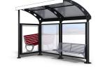 Unique Style Stainless Steel Bus Stop Reasonable Structure With Waiting Seat /