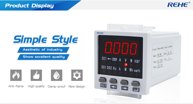 48*48mm mini Amp Volt Rpm High Voltage Digital Panel Mount Single Phase AC/DC multimeters
