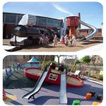 Outdoor Plastic Swing And Slide Set Multifunction Eco Friendly