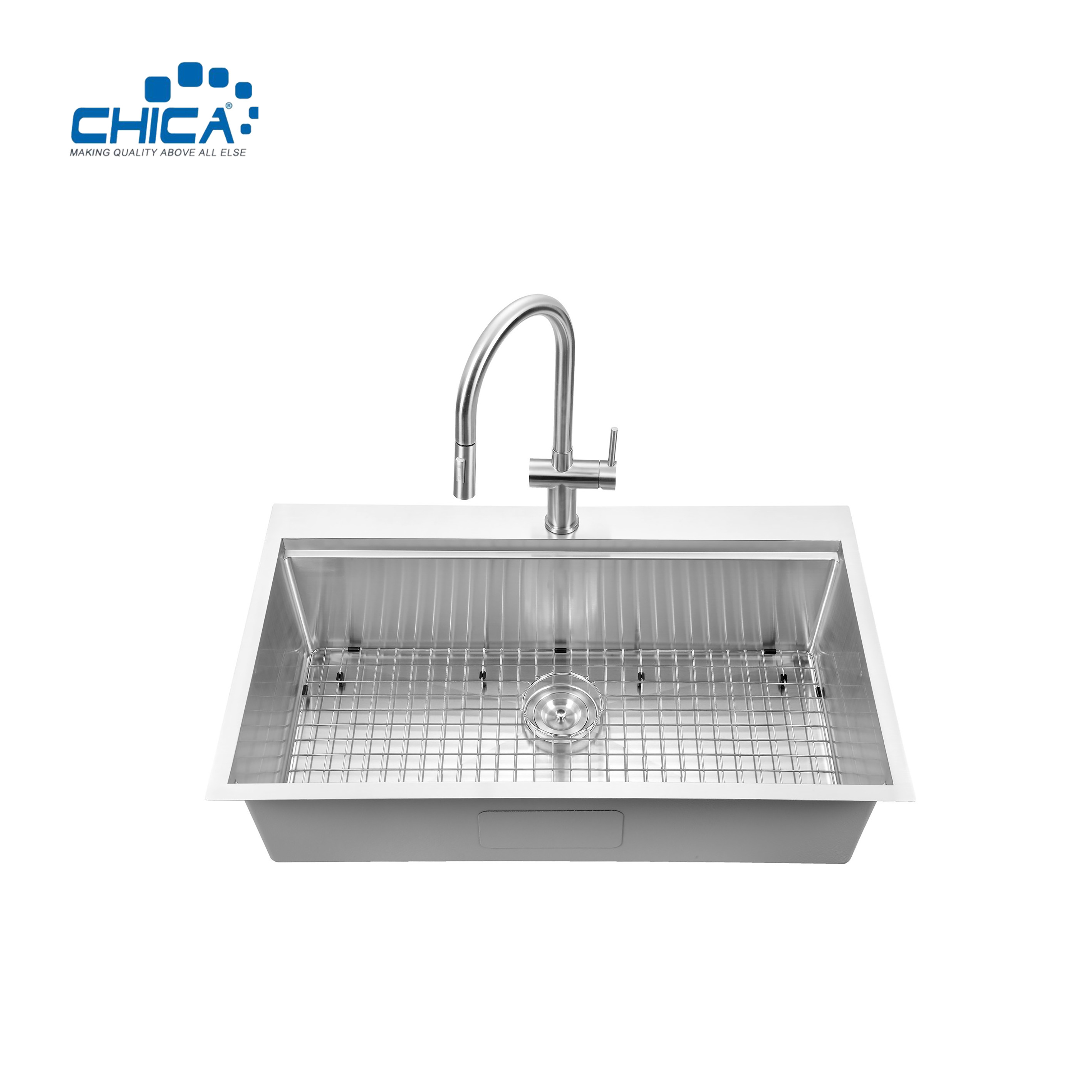 single bowl SUS304 stainless steel sink commercial topmount handmade house kitchen sink