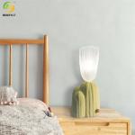 G9 Cactus Flower Resin And Glass Green And Grey Finish Table Lamp For Bedroom