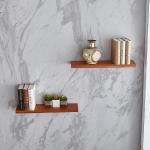 Teak MDF Wood 3CM 27lb Capacity Wall Hanging Bookshelf