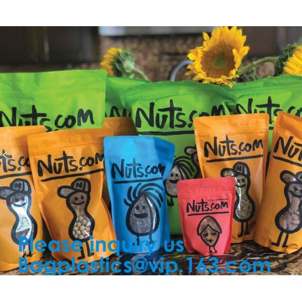 Custom Print Biodegradable Foil Packaging Soft Zipper Stand Up Bottom Gusset Plastic Drinking Pouches Bags With Straws