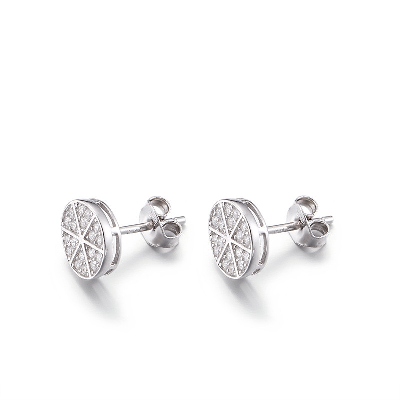 1.58g 925 Silver CZ Earrings Anti-Allergic Round Sparkle Stud Earrings