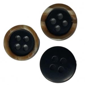 China Two Layers Chalk Buttons Black Color 16L For Shirt Garment Accessory on sale