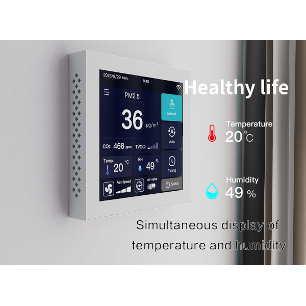 4 Inch Touch Screen WiFi Connectivity ModBus RTU Interface Heat Recovery Ventilation HRV Ventilation Controller