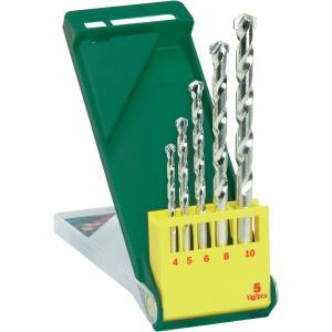 China Round Flute 5pcs Masonry Drill Bit Set Straight Shank Chrome Coated Surface wholesale