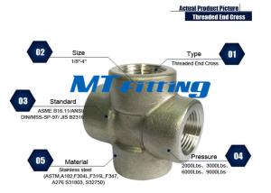 China ASTM A182 F304L / 304H Stainless Steel High Pressure Threaded / Socket Welded End Cross Fitting wholesale